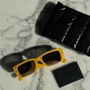 NWT Moncler Palm Angels Crystal Encrusted Sunglasses in Yellow